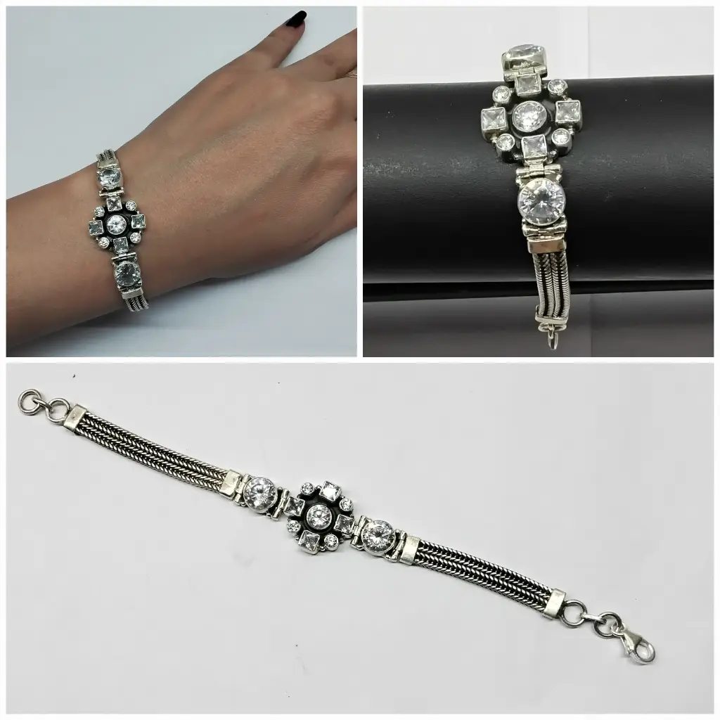 Cubic zirconia white square stone bracelet SA08