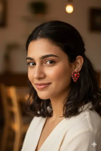 Teardrop red earrings SK06