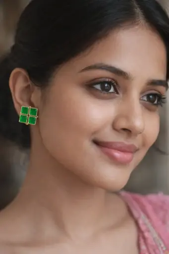 Green stud earrings Sk19